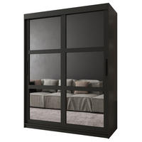 SCHWEBETÜRENSCHRANK 200/150/62 2-türig - Schwarz, Holz/Kunststoff (150/200/62cm) - MÖBEL KRYSPOL