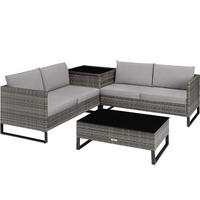 RATTANLOUNGE Ostuni, mit Sicherheitsglasplatte, grau-meliert/grau - Grau, Kunststoff - tectake