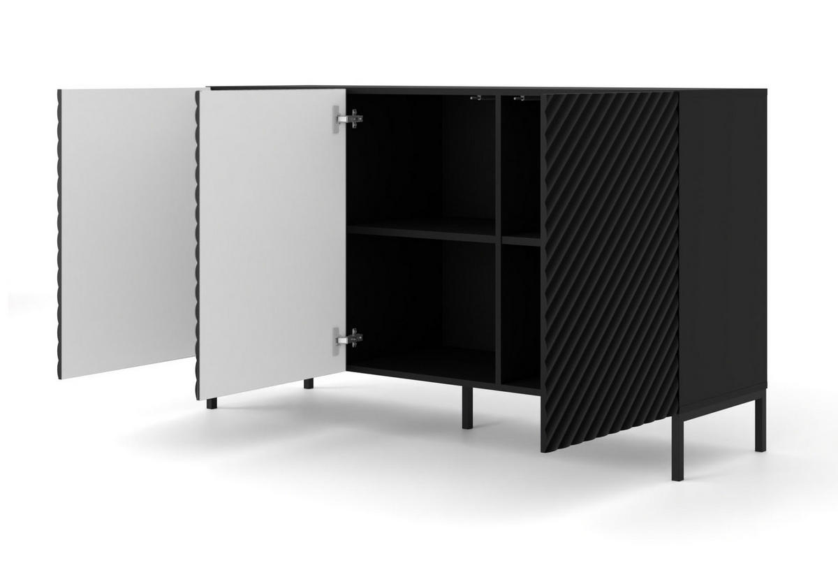KOMMODE Schwarz, Schwarz 150/87/42 - Schwarz, Holzwerkstoff (150/87/42cm) - RAUMHIRSCH FURNITURE