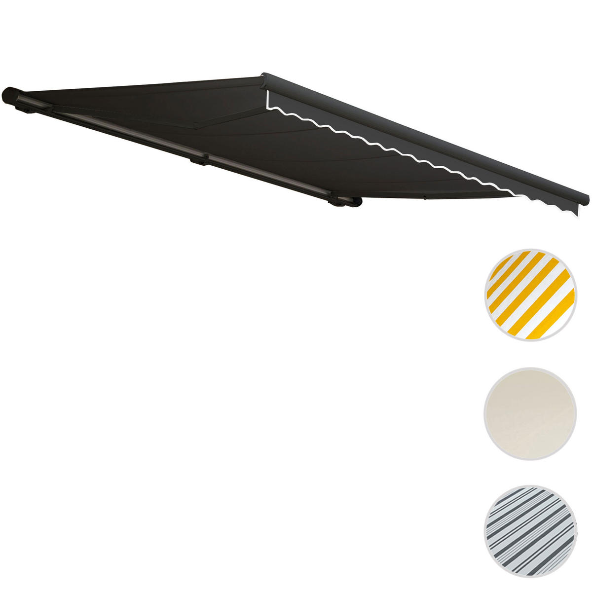 KASSETTEN-MARKISE MIT VOLANT Anthrazit, Anthrazit - Anthrazit, Textil (400/23/300cm) - MCW