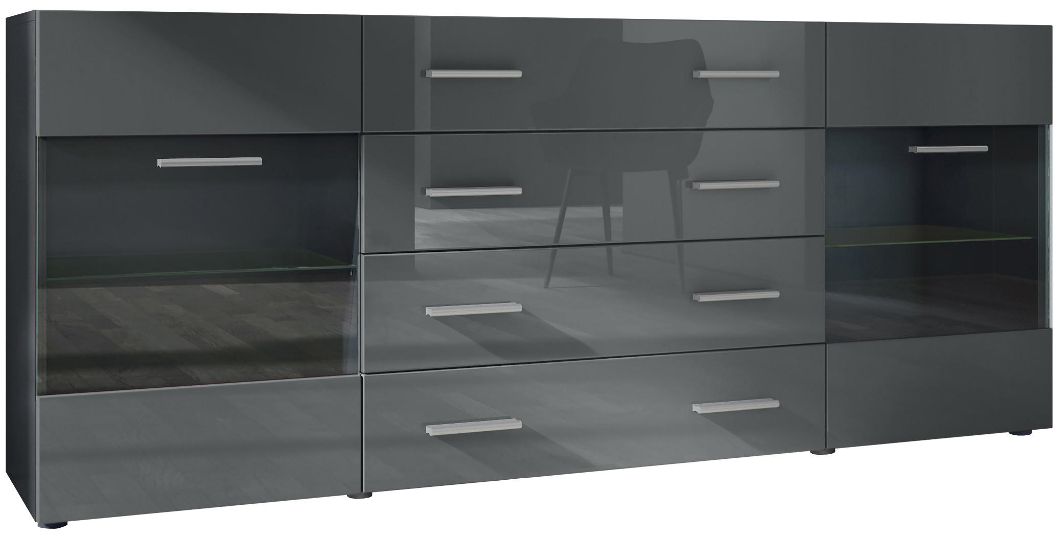 Vladon Sideboard Grau 166x72x35 cm