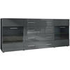 SIDEBOARD Carlos Grau Hochglanz - Grau, Holzwerkstoff (166/72/35cm) - Vladon