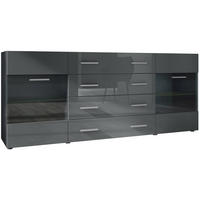 SIDEBOARD Carlos Grau Hochglanz - Grau, Holzwerkstoff (166/72/35cm) - Vladon
