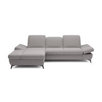 ECKSOFA FELICE L-S Grau Geflochtener Stoff mit Schlaffunktion - Grau, Holz (284/166cm) - MASSENO