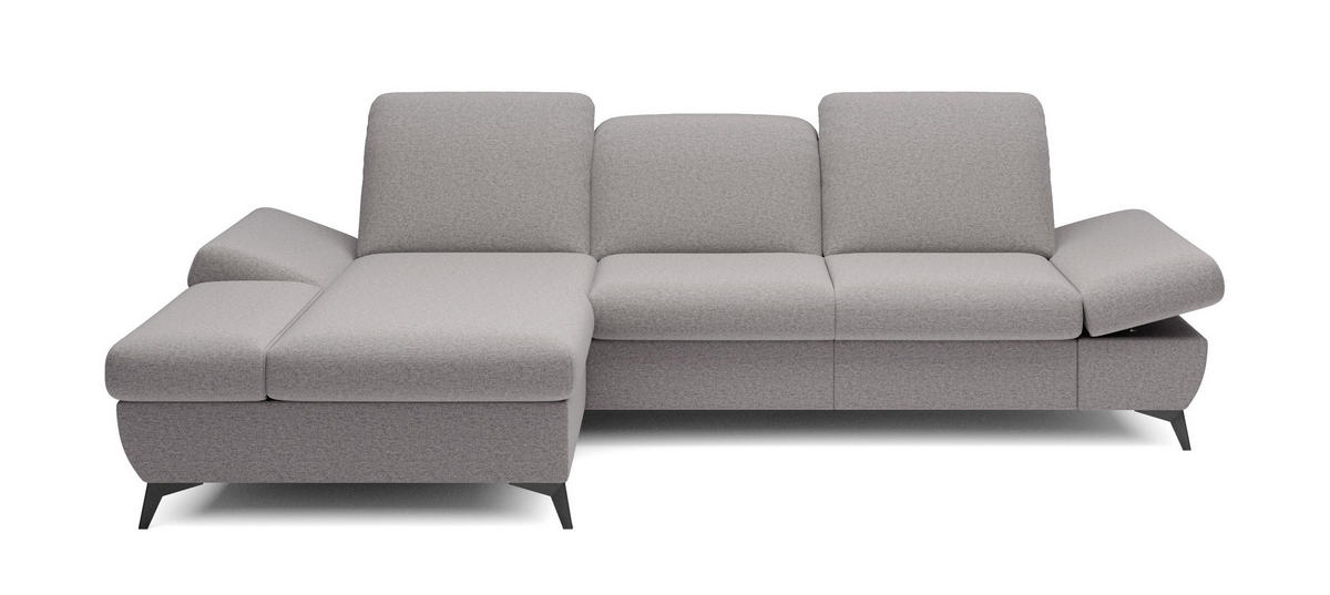 ECKSOFA FELICE L-S Grau Geflochtener Stoff mit Schlaffunktion - Grau, Holz (284/166cm) - MASSENO