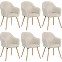 ESSZIMMERSTUHL 6er-Set, Samt, Massivholz, Creme - Creme/Naturfarben, Holz/Textil (42/81/50cm) - Woltu