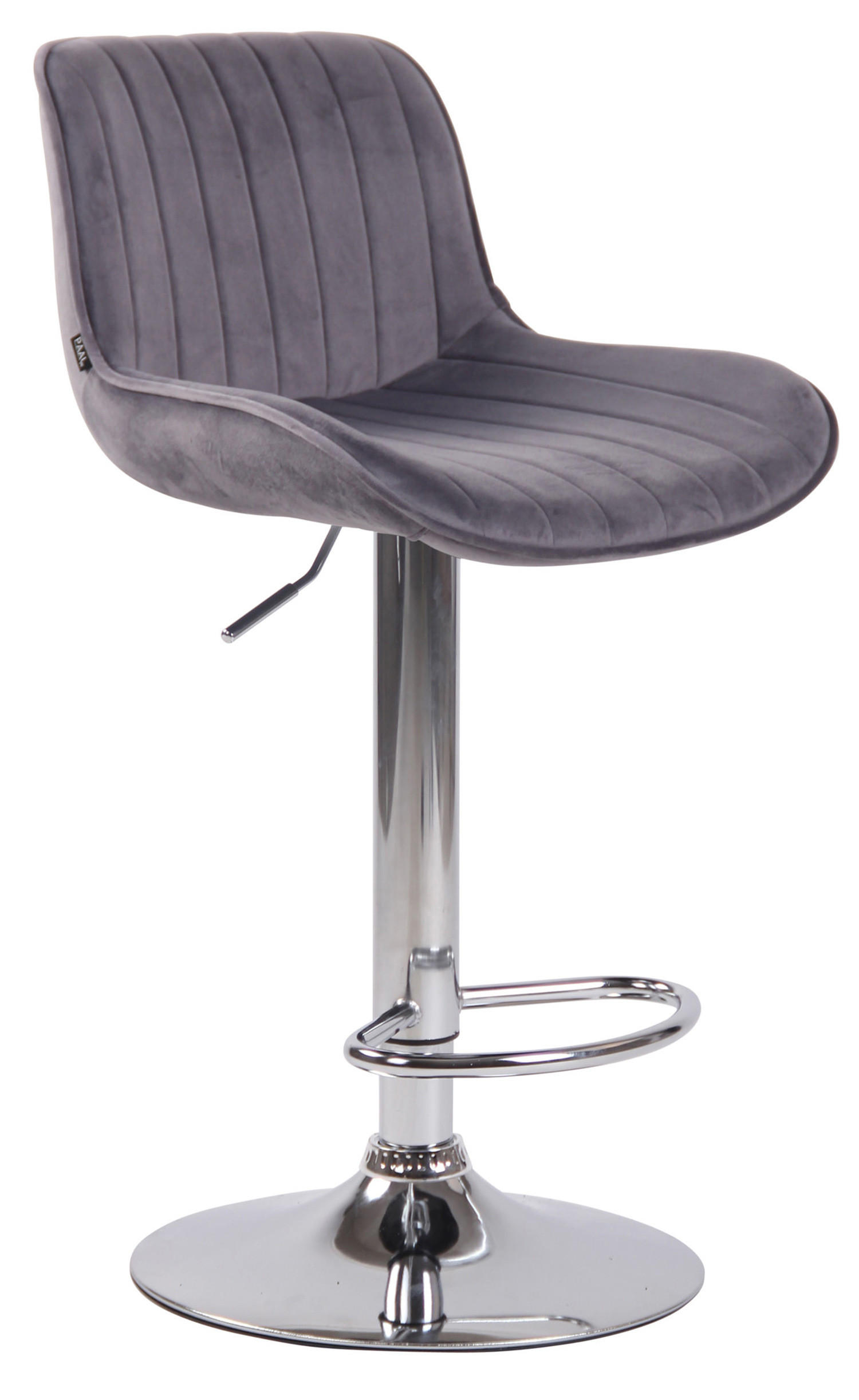BARHOCKER Lento, Gestell Metall in Chromoptik, Samt Dunkelgrau - Chromfarben/Dunkelgrau, Textil/Metall (50/100/50cm) - TPFLiving