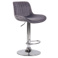 BARHOCKER Lento, Gestell Metall in Chromoptik, Samt Dunkelgrau - Chromfarben/Dunkelgrau, Textil/Metall (50/100/50cm) - TPFLiving