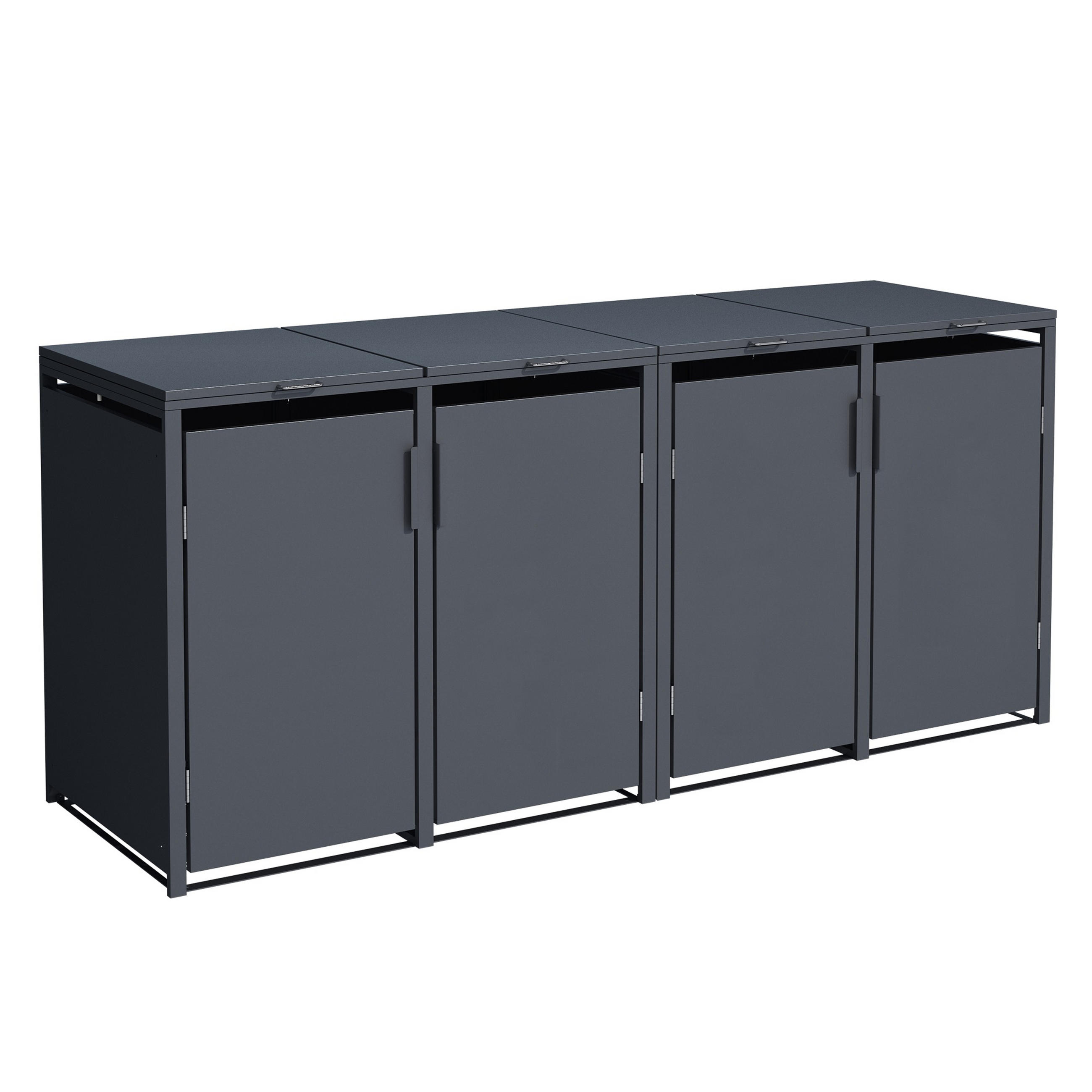 MÜLLTONNENVERKLEIDUNG Dublin - Mülltonnenbox für 4 - , Stahl verzinkt, anthrazit - Grau, Metall (264/116/80cm) - TPFGarden