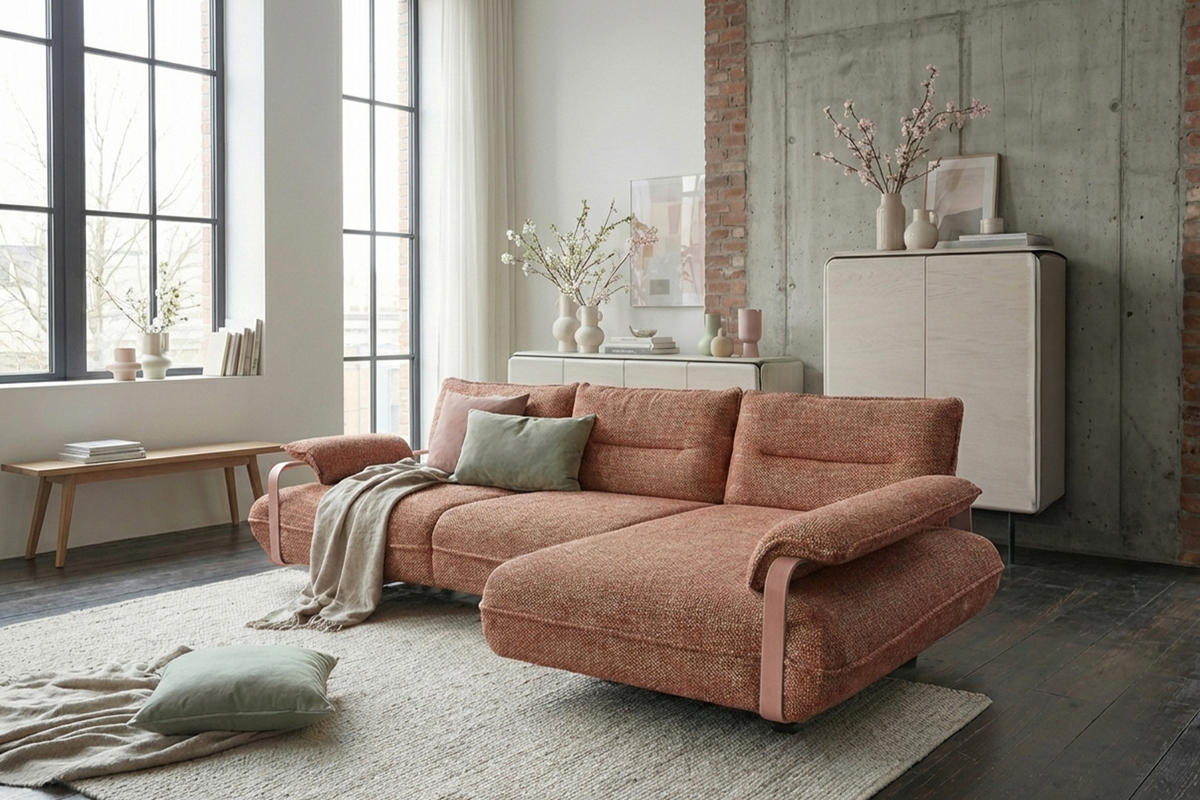 ECKSOFA ANISSA Braun Flachgewebe - Dunkelbraun/Schwarz, Kunststoff/Textil (185/297cm) - KAWOLA