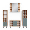 BADMÖBEL-SET Fynn Grün 4 Teile, mit Midischränke - Honigeiche/Grün, Holzwerkstoff (60/54/32cm) - Vicco