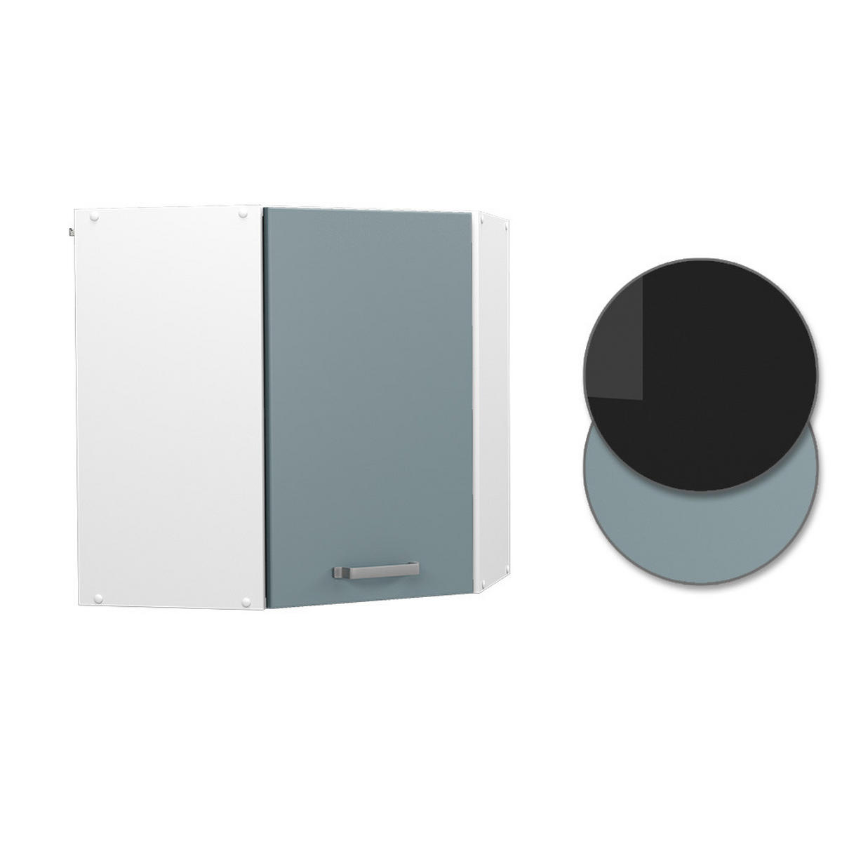 ECKHÄNGESCHRANK R-Line Blau-Grau 57 cm - Blaugrau/Weiß, Holzwerkstoff (57/60/34.1cm) - Vicco