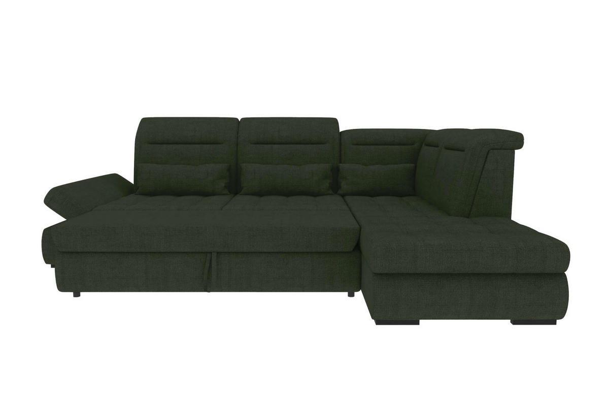 ECKSOFA Toscana Velours inkl. Schlaffunktion - Olivgrün, Textil (279/227cm) - 99rooms