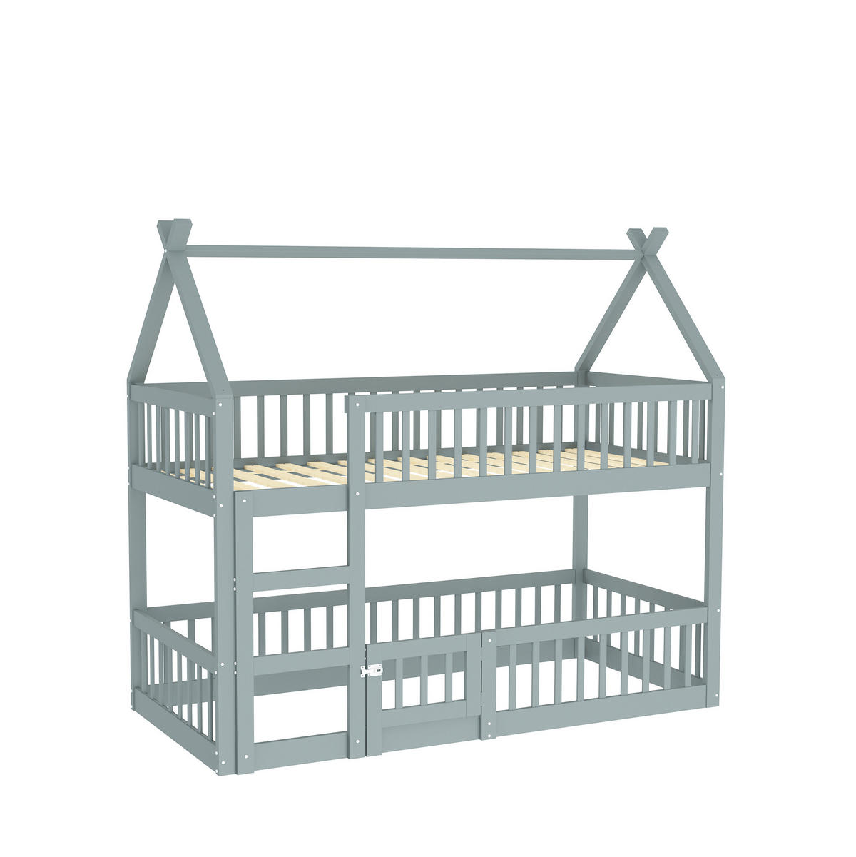 ETAGENBETT mit Treppe 90x200 cm Grau - Grau, Holzwerkstoff (90/200cm) - Beauniv