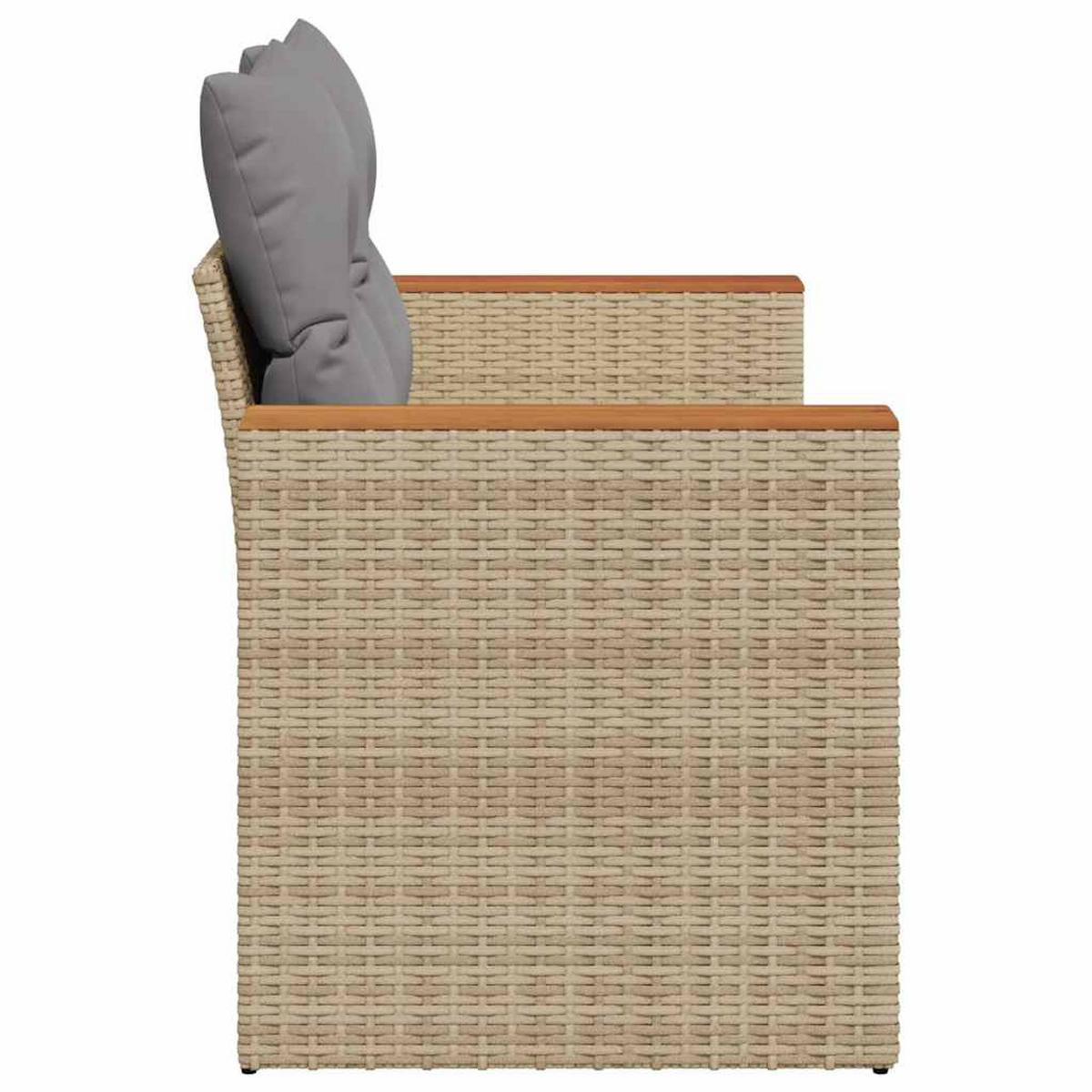 GARTENSOFA Mit Kissen 2-Sitzer Beige Poly Rattan - Beige, Kunststoff (124/69/62cm) - vidaXL