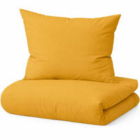 BETTWÄSCHE Mako Satin 135x200 cm aus 100% Baumwolle mit Reißverschluss, Uni Bettbezug 135 x 200 - Senf Gold - Goldfarben, Textil (135/200cm) - Carpe Sonno