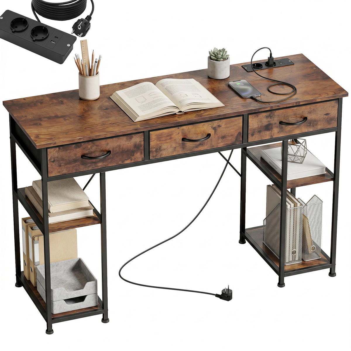 BÜROTISCH Rustikales Braun 1 Stück - Braun, Holzwerkstoff (40/120/76cm) - GiPP
