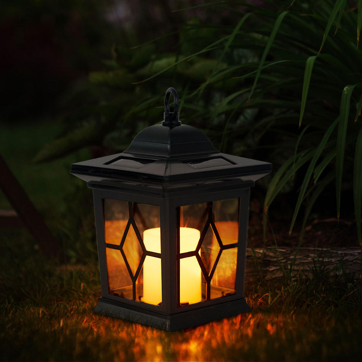 LED AUßENLEUCHTE Solarlaterne Schwarz - Schwarz, Metall (21/14.3/68cm) - Globo Lighting