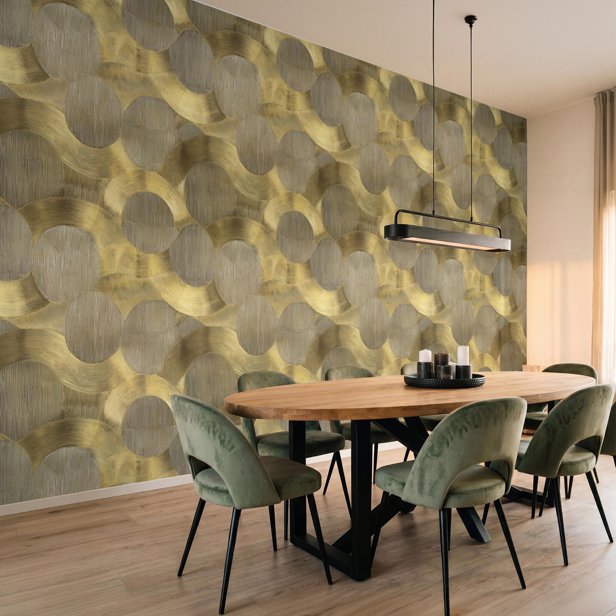 TAPETE - Modern - Geometrisch - Gold - 450x240 cm - Goldfarben, Papier (450/240cm) - OnlyWow