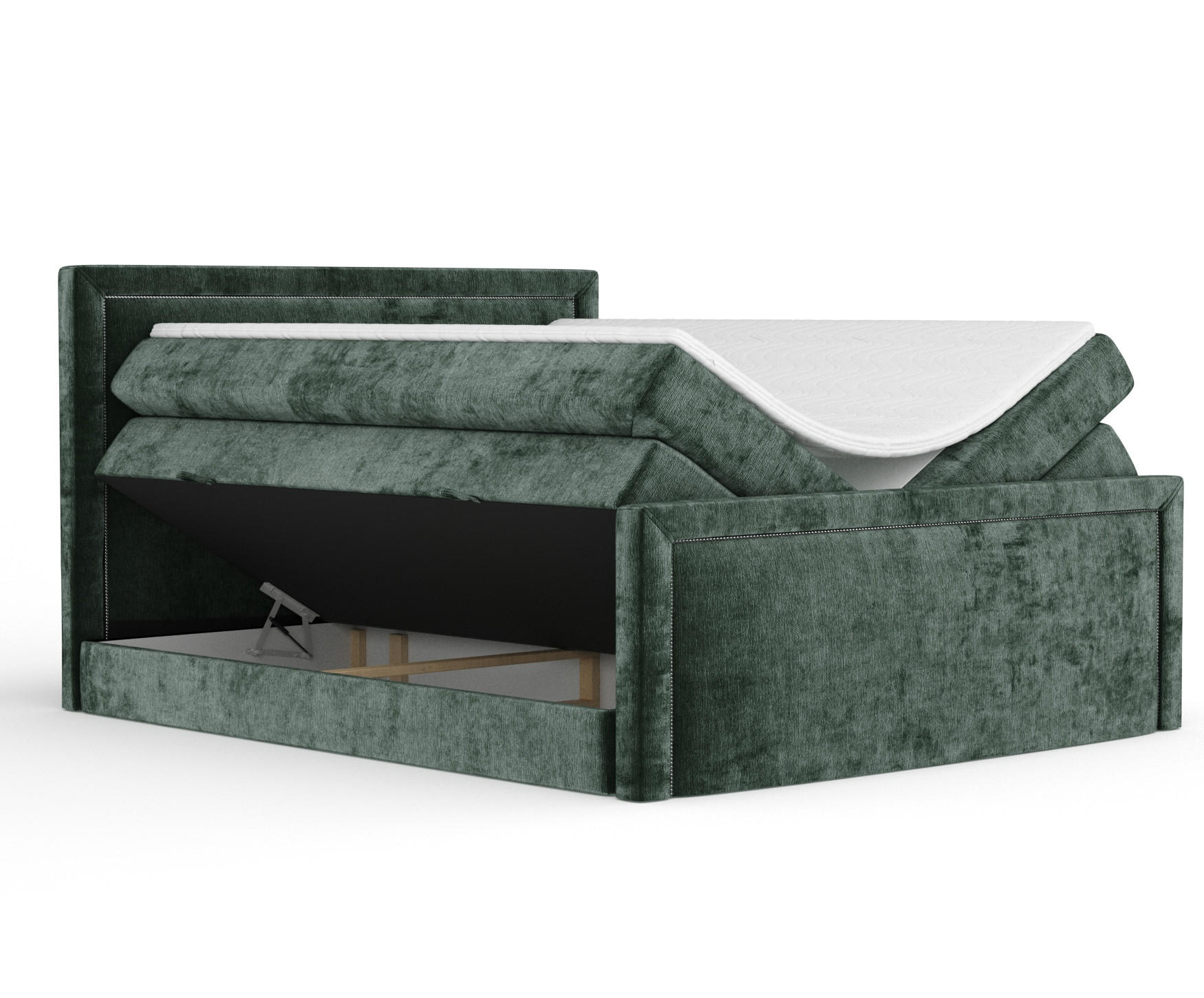BOXSPRINGBETT Lavenda Grün 160/200 cm - Schwarz/Grün, Holz/Holzwerkstoff (160/200cm) - Maison de Reve