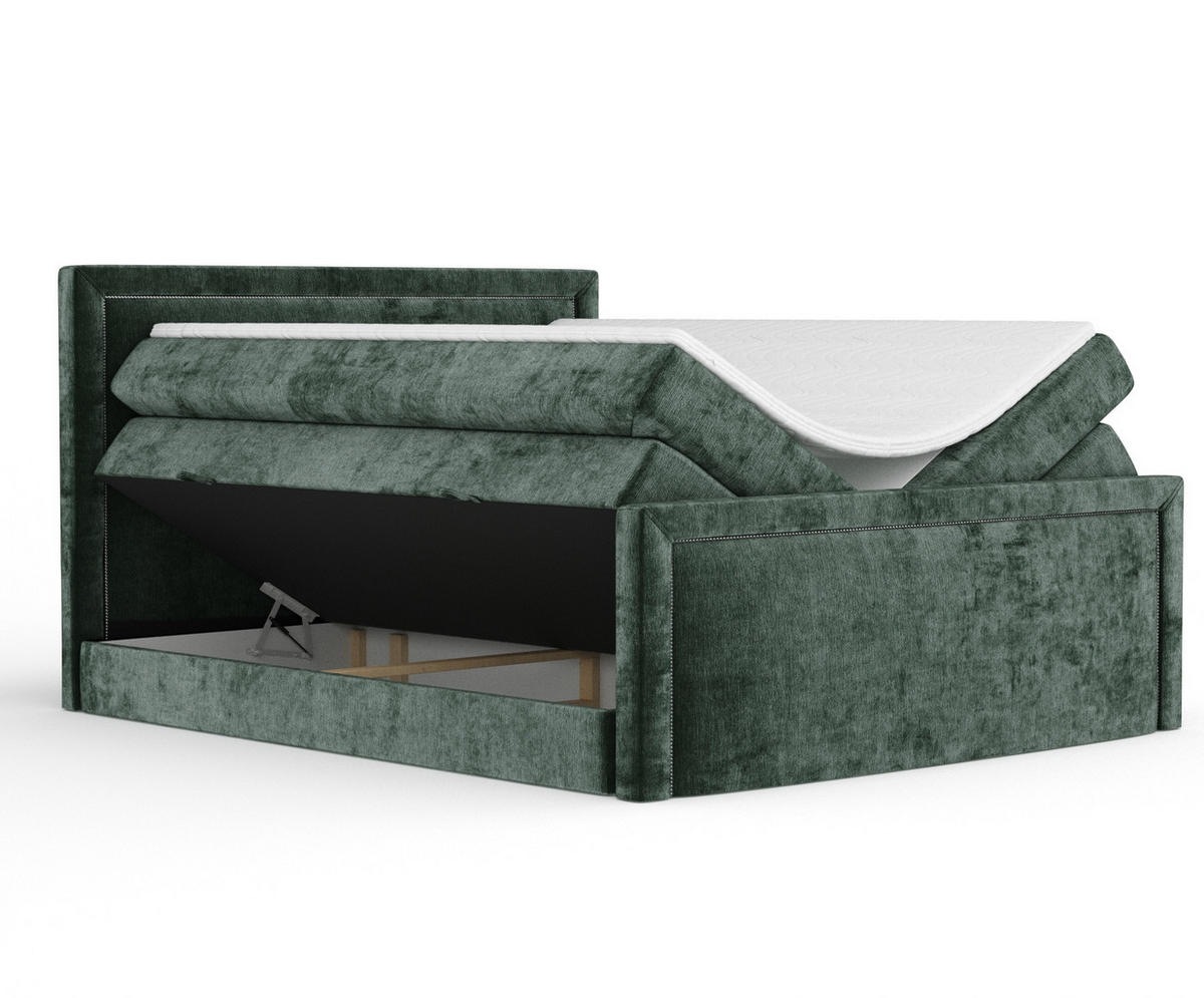 BOXSPRINGBETT Lavenda Grün 160/200 cm - Schwarz/Grün, Holz/Holzwerkstoff (160/200cm) - Maison de Reve
