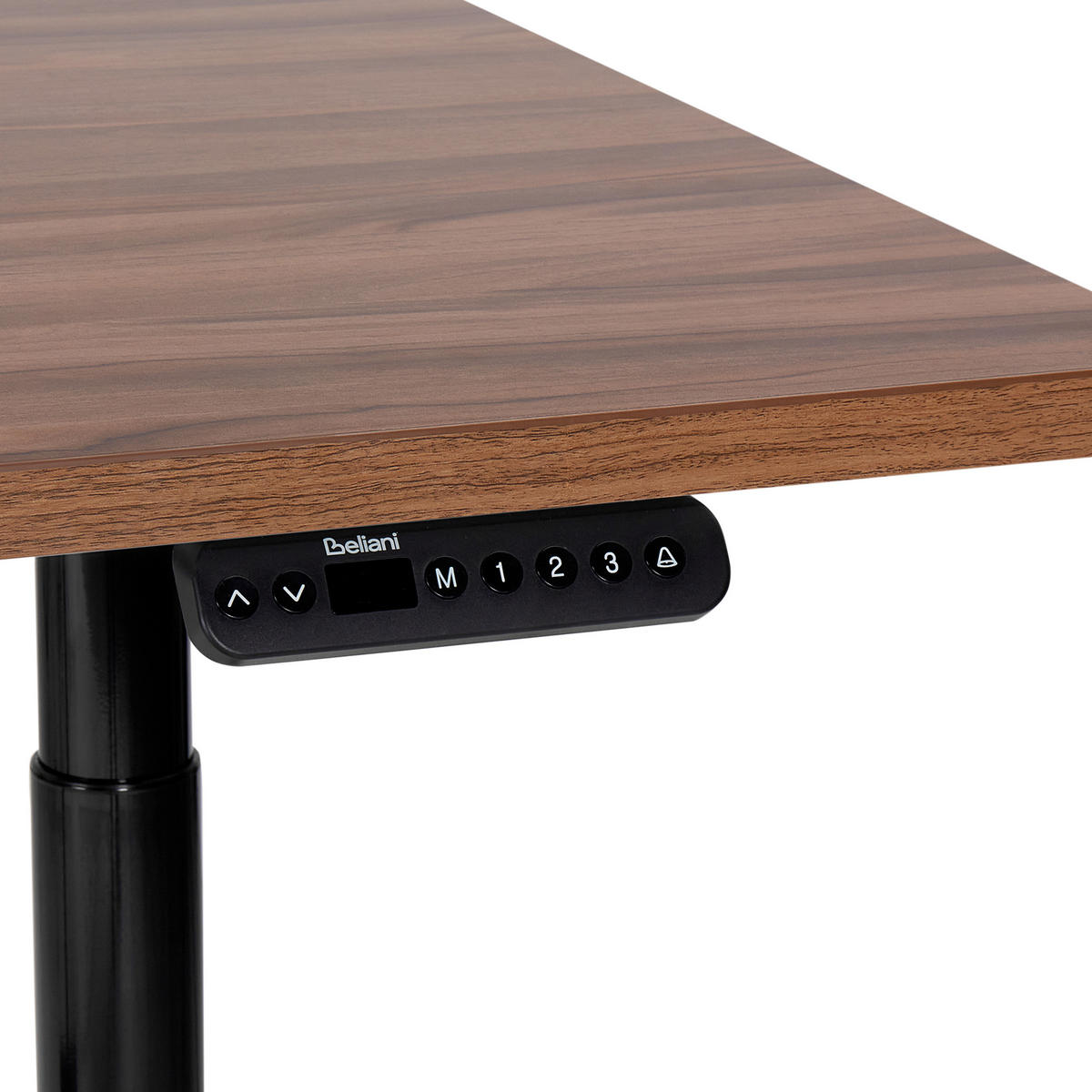 SCHREIBTISCH braunschwarz 160/72 cm elektrisch höhenverstellbar Destin IV - Dunkelbraun/Schwarz, Holz (72/160/67cm) - Beliani