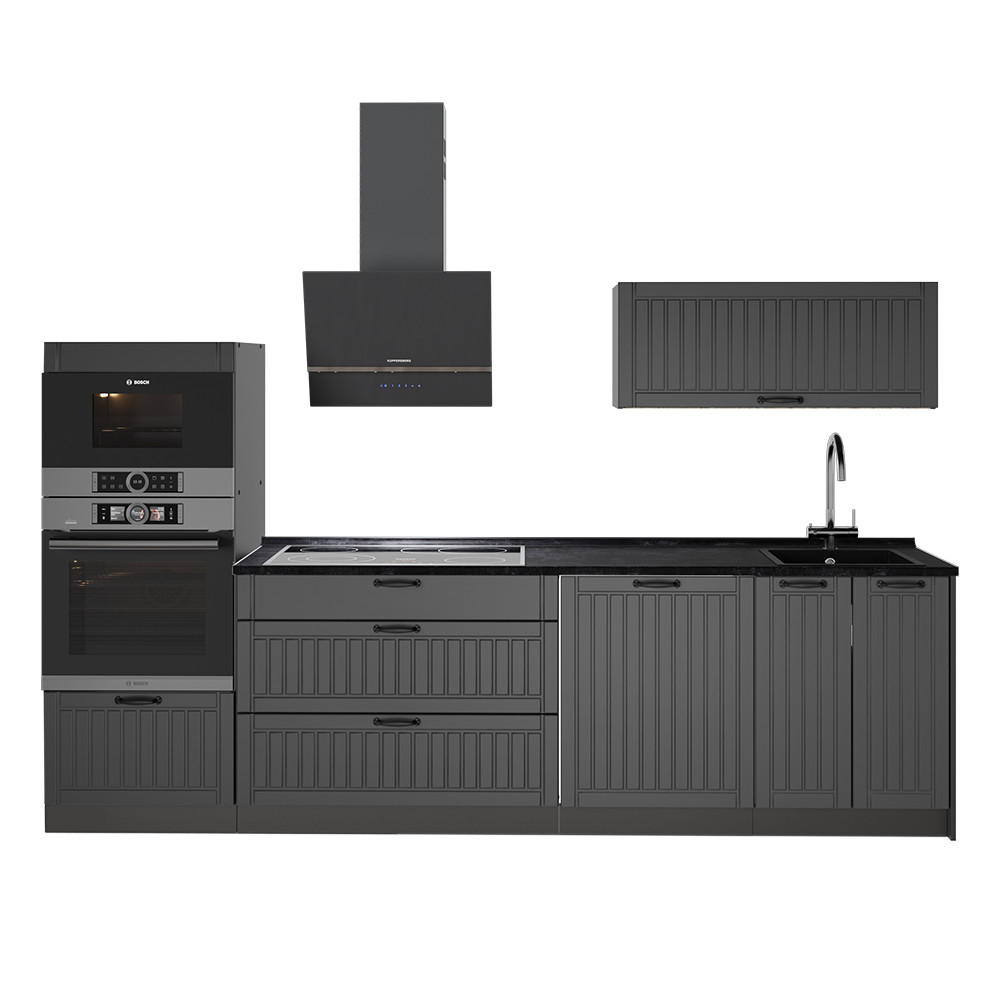 KÜCHENZEILE Fame-Line, Dunkelgrau/Anthrazit, 280 cm, AP Anthrazit - Dunkelgrau/Anthrazit, Holzwerkstoff (280/153.6/60cm) - Vicco
