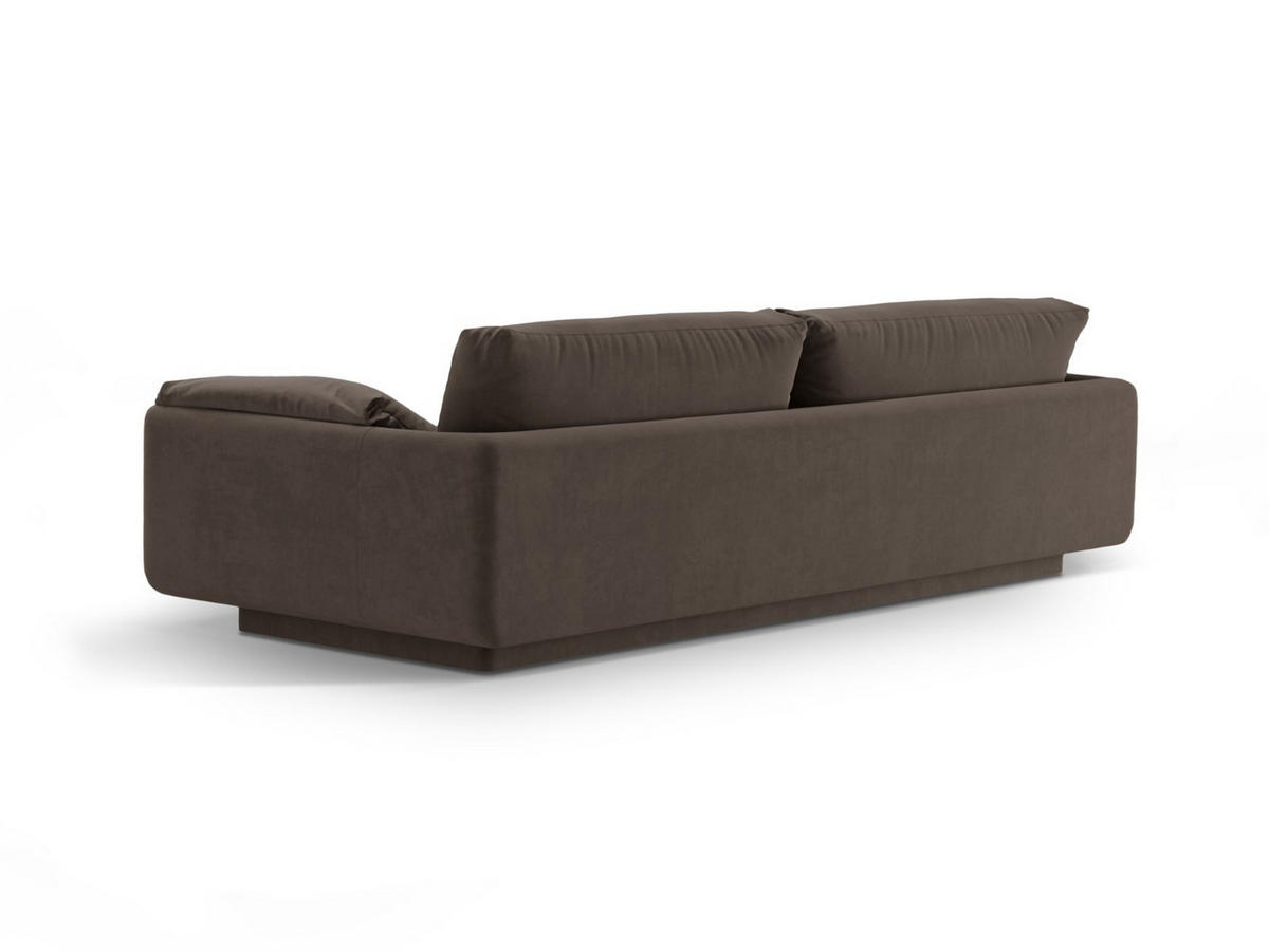 SOFA Torino aus Samt ebenholz 3 Sitzplätze - Graubraun, Textil (103/83/220cm) - Micadoni