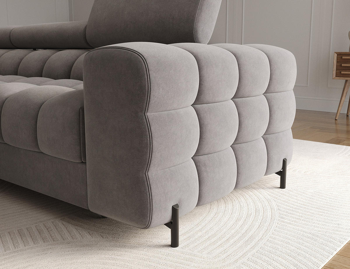ECKSOFA Neviro R - Grau (Aura 04) - Grau, Holzwerkstoff (285/181cm) - Möblo