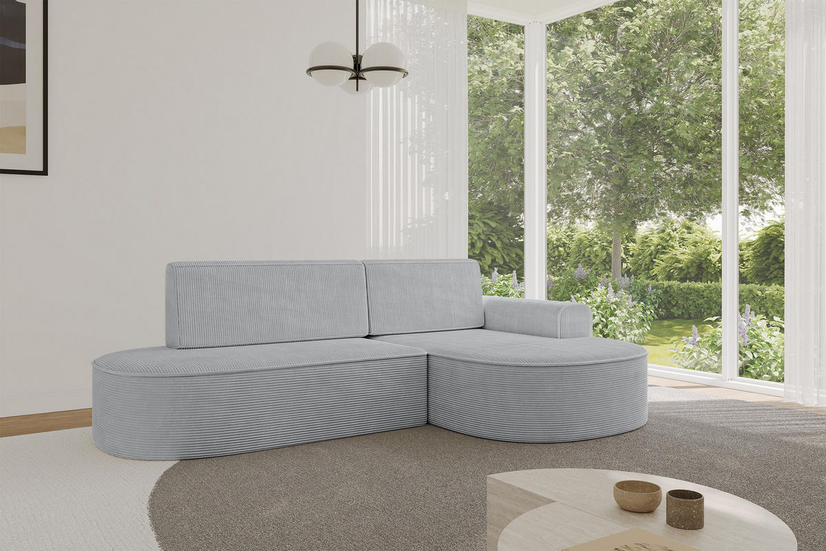 ECKSOFA mit Schlaffunktion und Bettkasten Ottomane Rechts MARI-L1-S - 283x167x85 cm Grau Cord - Graphitfarben/Schwarz, Holzwerkstoff/Kunststoff (167/283cm) - ALTDECOR