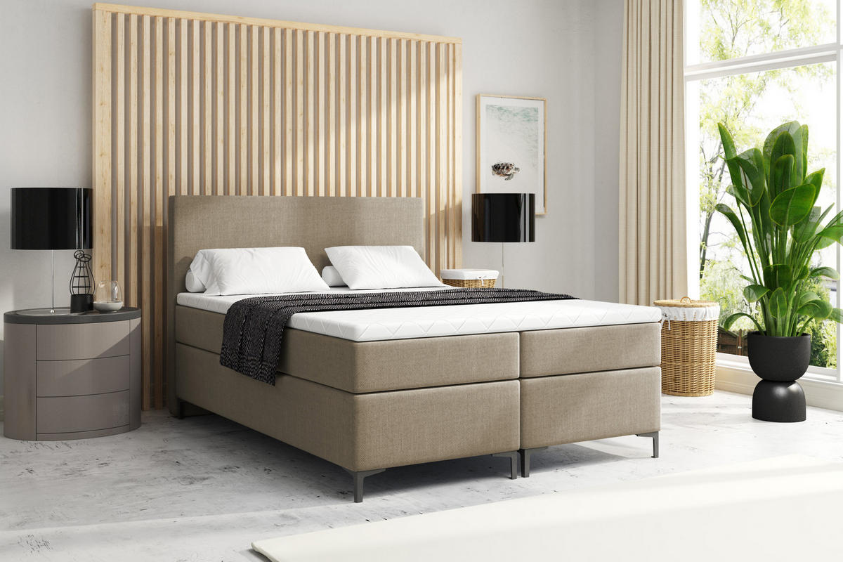 BOXBETT BASIC PLUS 180 x 200 Beige - Beige, Textil/Metall (180/200cm)