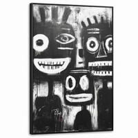 LEINWAND Bilder mit Rahmen - Malerei - Figuren - Schwarz - Abstrakt - 80x120 - Schwarz, Textil (80/120cm) - MuchoWow