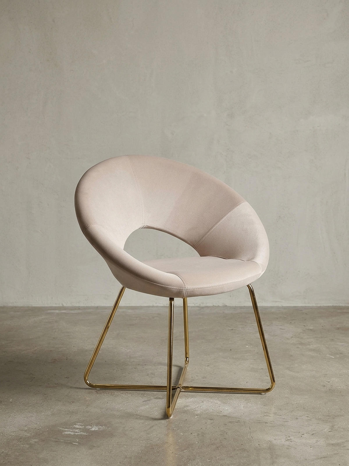 ESSZIMMERSTUHL Samtbezug mit Metallgestell Modern gepolstert, Beige - Beige/Goldfarben, Textil/Metall (60/83/57cm) - KADIMA DESIGN