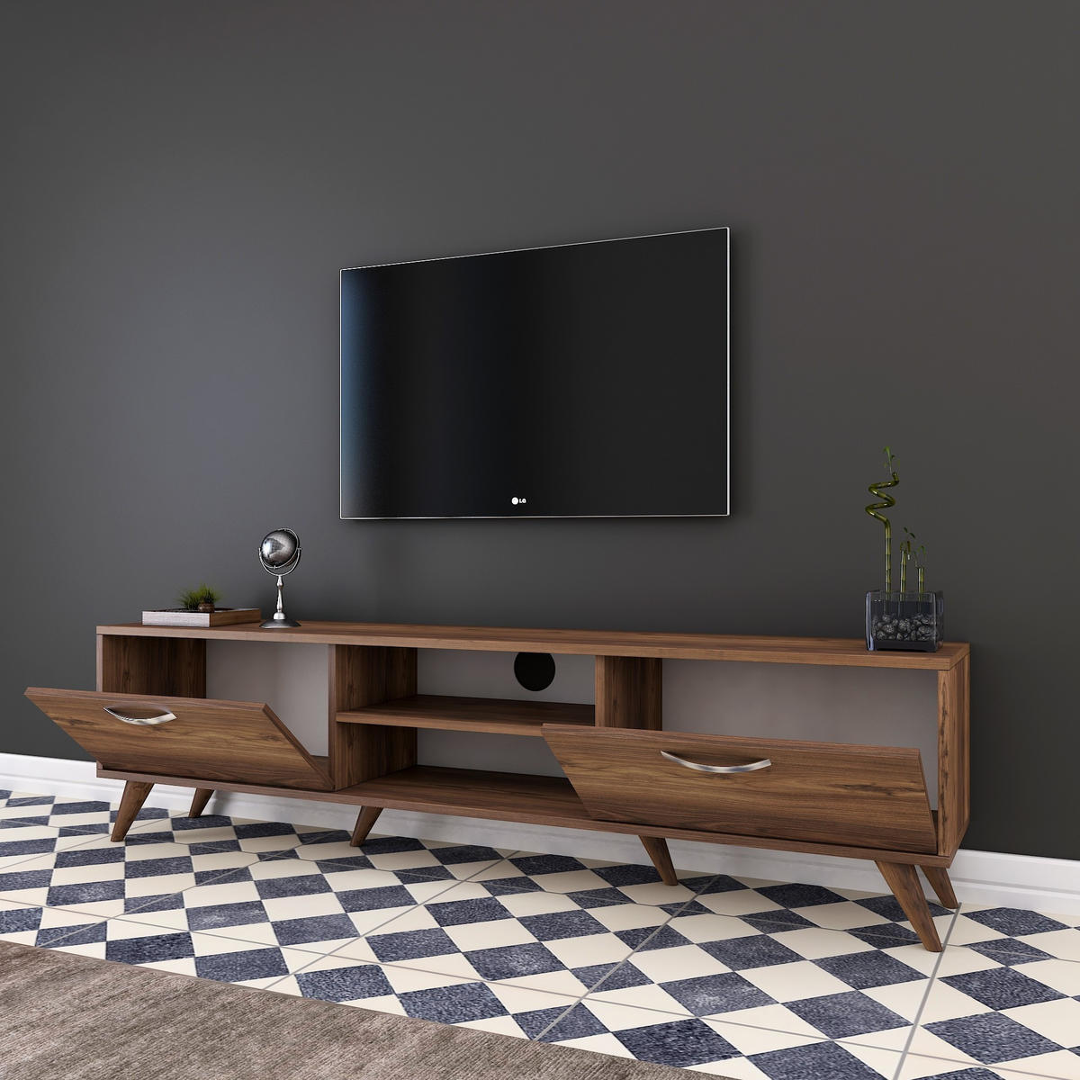 TV-MÖBEL atik Braun - Braun, Holz (35/48/180cm) - Habitat Garten
