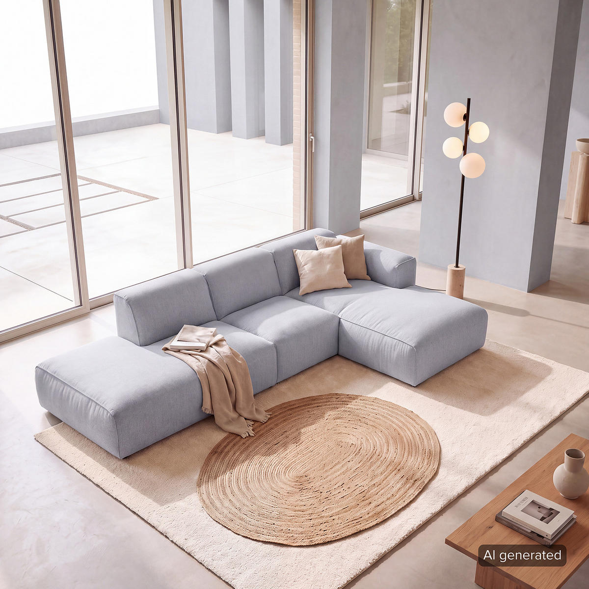 ECKSOFA mit Chaiselongue - Hellgrau/Schwarz, Kunststoff/Textil (290/173cm) - home24