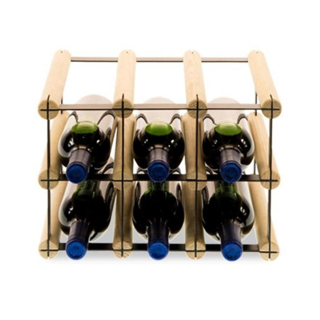 WEINREGAL Vinotega Mod Metal 22,5x32,5x24,5 cm 3x2 Flaschen Massives Kiefernholz Natur - Naturfarben, Holz (32.5/22.5/24.5cm) - PROREGAL