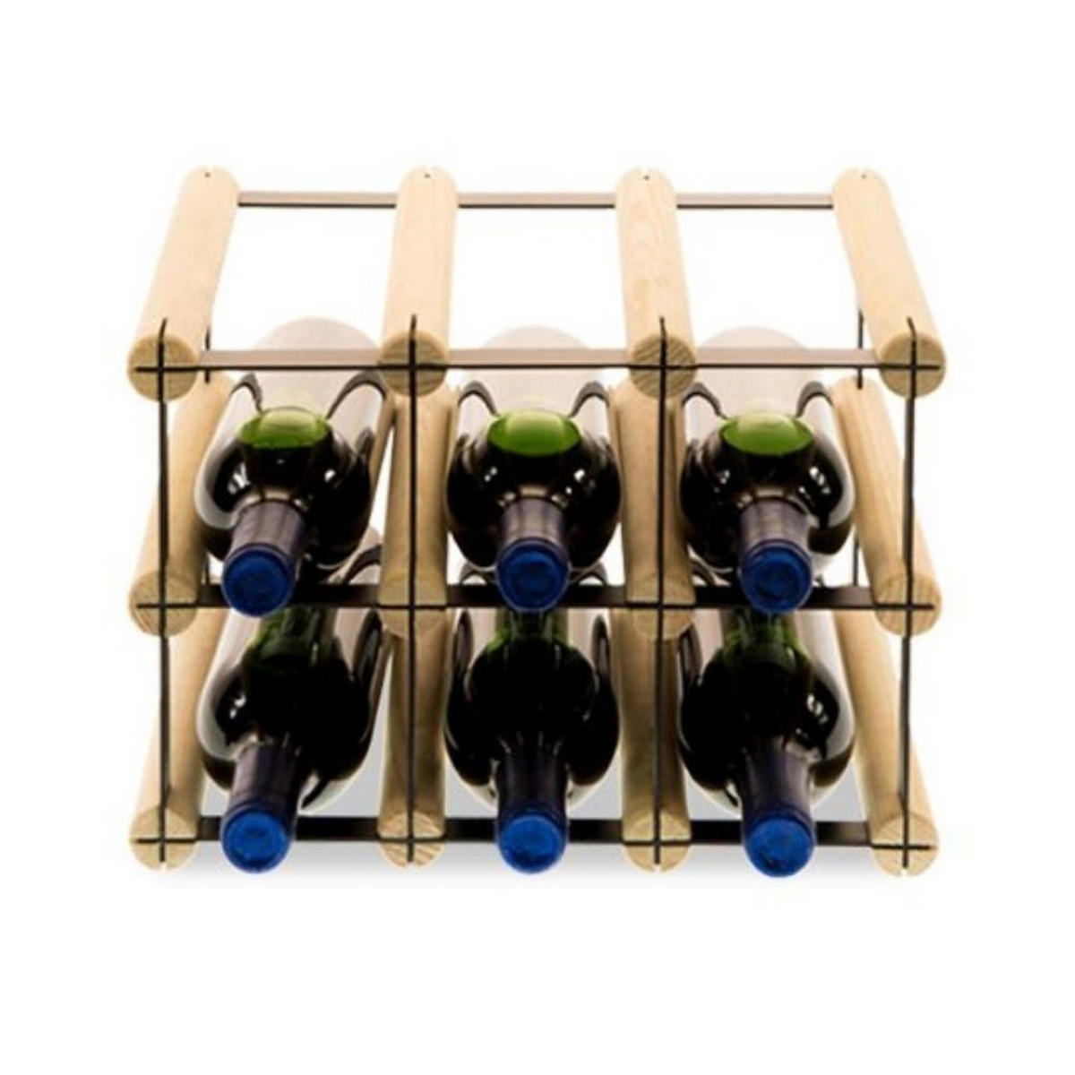 WEINREGAL Vinotega Mod Metal 22,5x32,5x24,5 cm 3x2 Flaschen Massives Kiefernholz Natur - Naturfarben, Holz (32.5/22.5/24.5cm) - PROREGAL