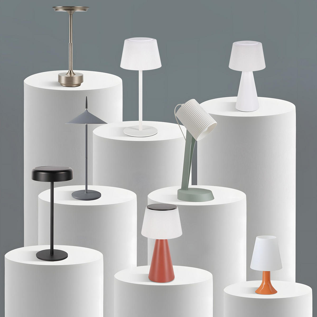 LED stolní lampa Abdank 13/13/30,5cm - bílá, plast (13/13/30.5cm) - Nettlife