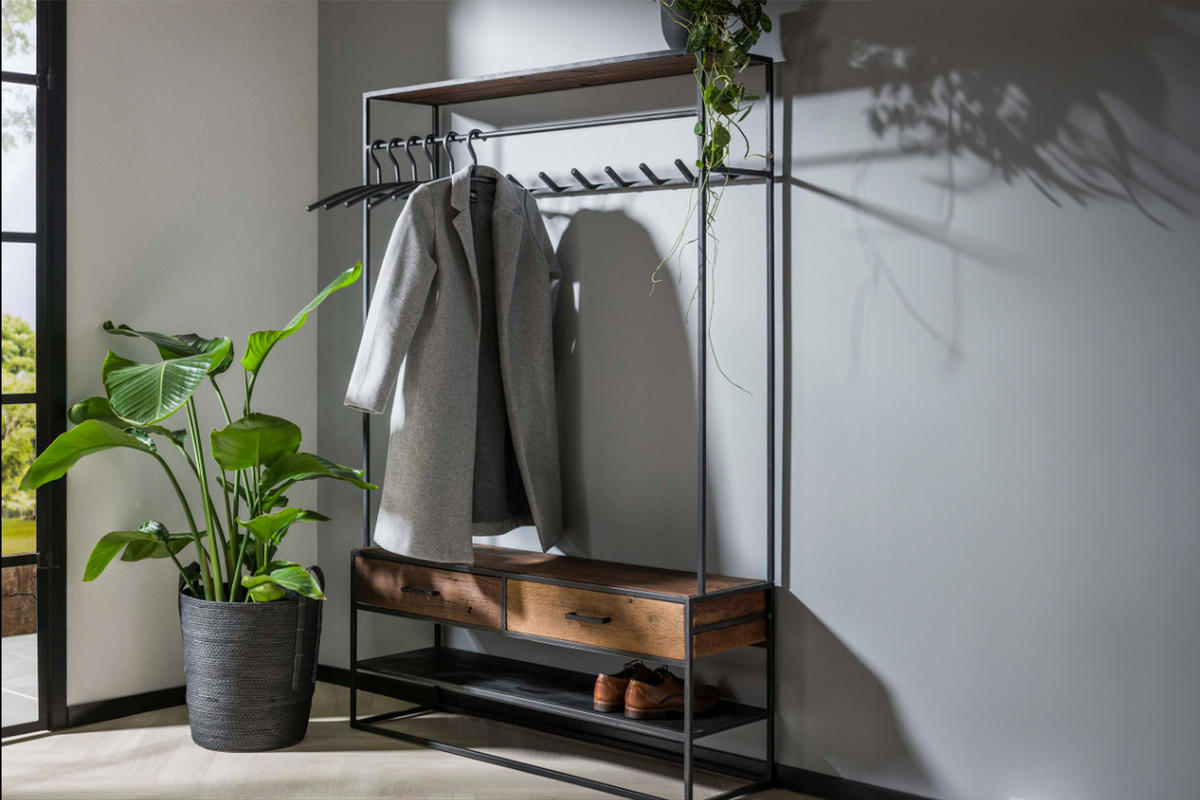 GARDEROBE TENBY Schwarz Metall - Schwarz, Metall (120/180/35cm) - KAWOLA