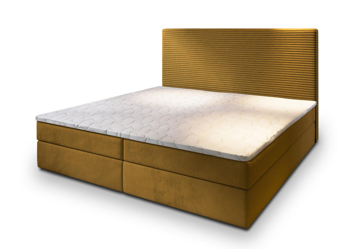 POSTEL BOXSPRING GIARRO 160x200 cm, s matrací a úložným prostorem, žlutá - žlutá, kompozitní dřevo/textil (160/200cm) - MASSENO