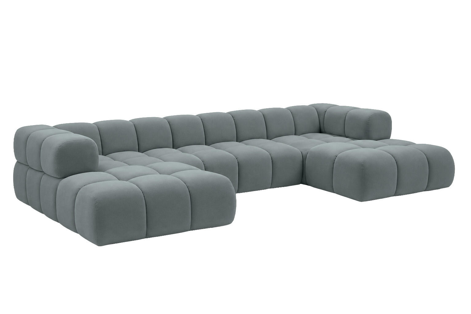 ECKSOFA U-Form, Veloursstoff Bluvel, Blaugrau, Averro U XL - Blaugrau, Holz (400/70/150cm) - Kaiser Möbel