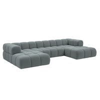 ROHOVÁ SEDAČKA ve tvaru U, velurová tkanina Bluvel, Modrošedá, Averro U XL - šedohnědá, dřevo (400/70/150cm) - Kaiser Möbel