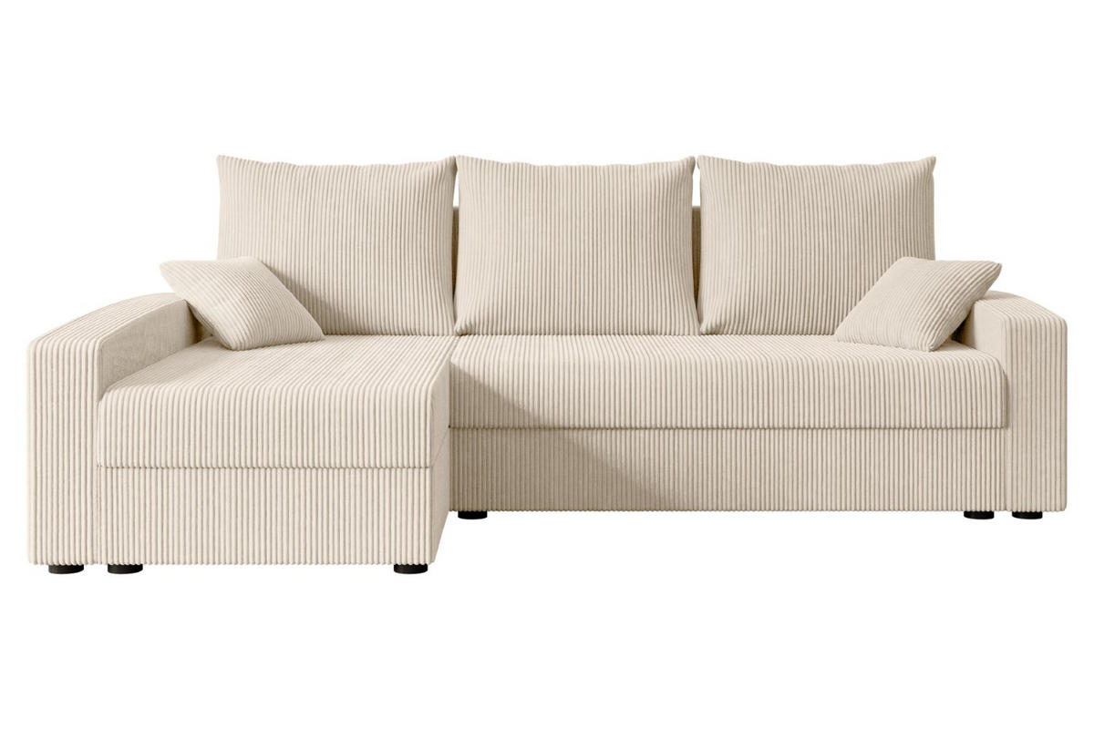 ECKSOFA mit Schlaffunktion und Bettkasten ALESIA-L 231x140x90 cm Beige Cord - Beige/Silberfarben, Holzwerkstoff/Kunststoff (231/140cm) - ALTDECOR