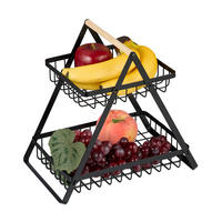 OBSTKORB-ETAGERE - Schwarz, Holz/Metall (18/28cm) - Relaxdays