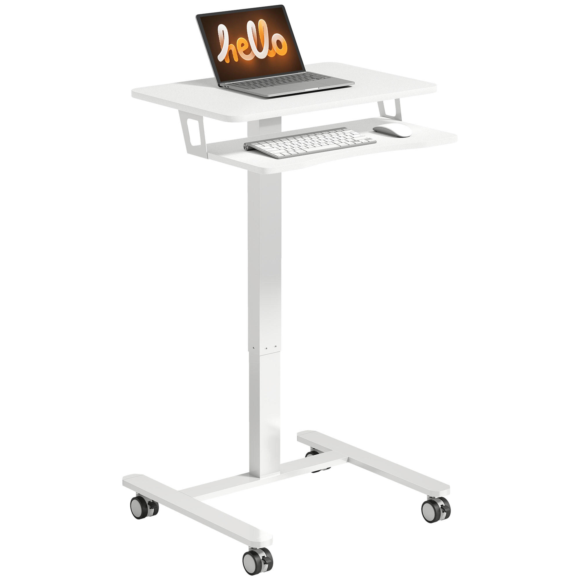 SCHREIBTISCH mit tastaturablage höhenverstellbar 71-107cm - Weiß, Holzwerkstoff (60/65/107cm) - Gisaae