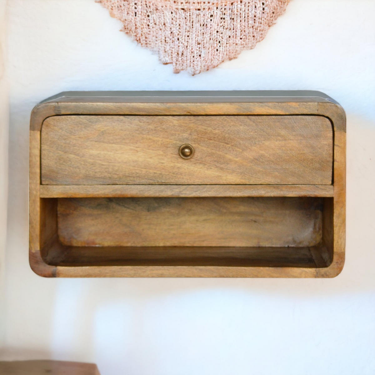 NACHTTISCH aus Massivholz - Eichefarben/Messingfarben, Holz/Metall (45/25/32cm) - Artisan Furniture