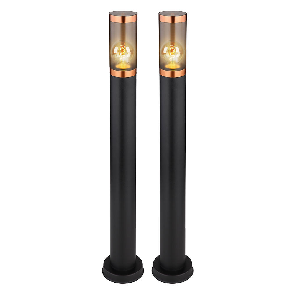 LED STEHLEUCHTE Edelstahl Schwarz 2er Set - Schwarz, Metall (12.7/12.7/80cm) - Globo Lighting