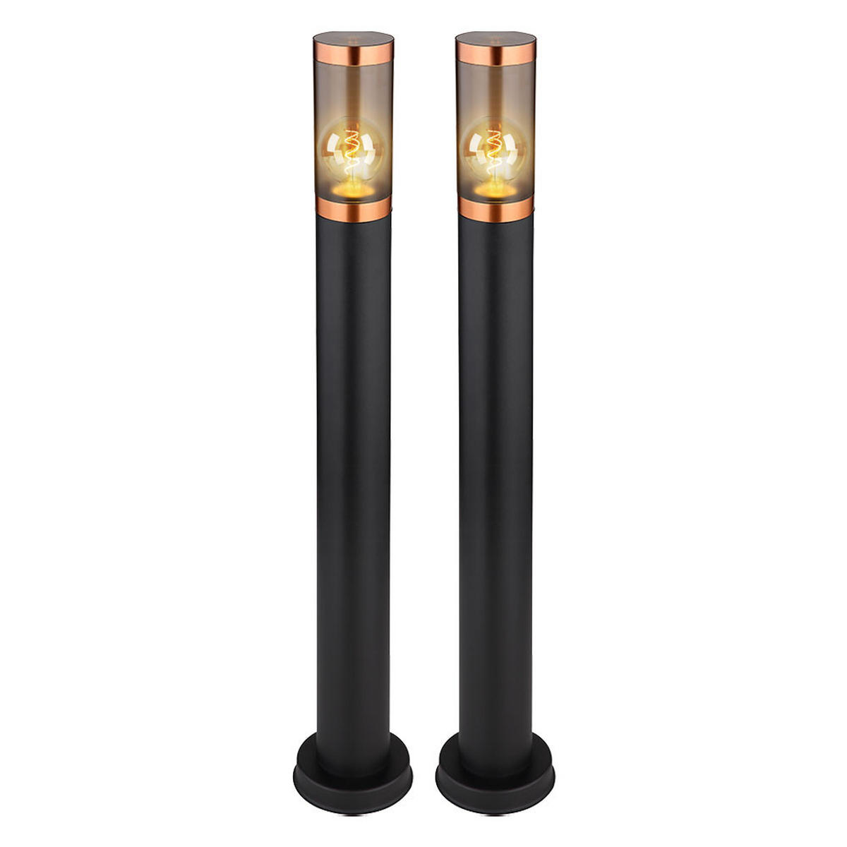 LED STEHLEUCHTE Edelstahl Schwarz 2er Set - Schwarz, Metall (12.7/12.7/80cm) - Globo Lighting