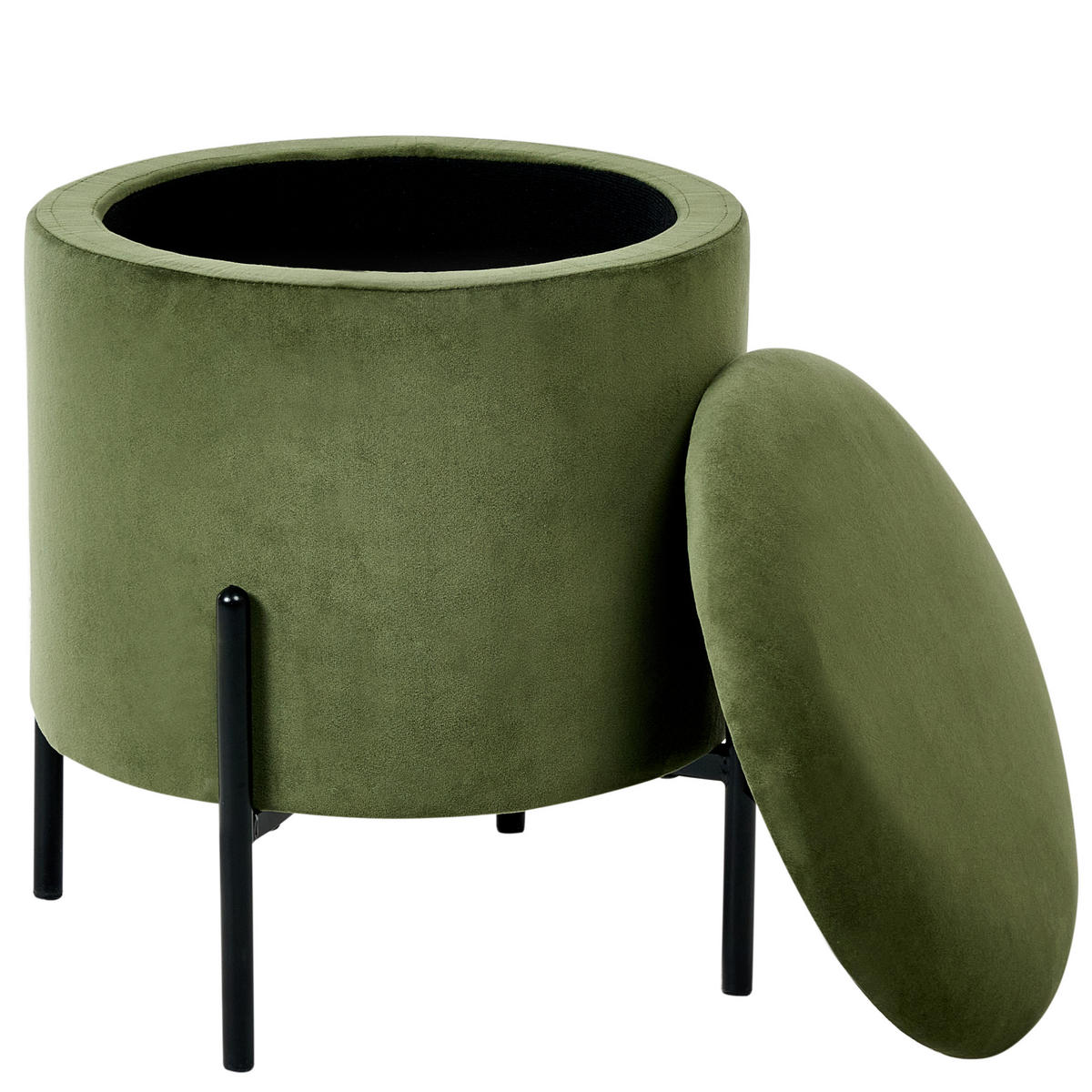 POUF Dunkelgrün Wenona - Dunkelgrün/Schwarz, Textil (37/40/37cm) - Beliani
