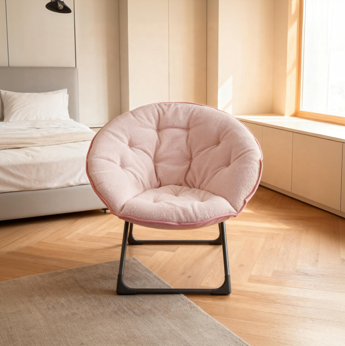 KLAPPBARER Moon Chair Stoffbezug, Metallgestell bis 110 kg 58/53/85 cm Rose - Rosa, Textil (53/85/58cm) - Redom